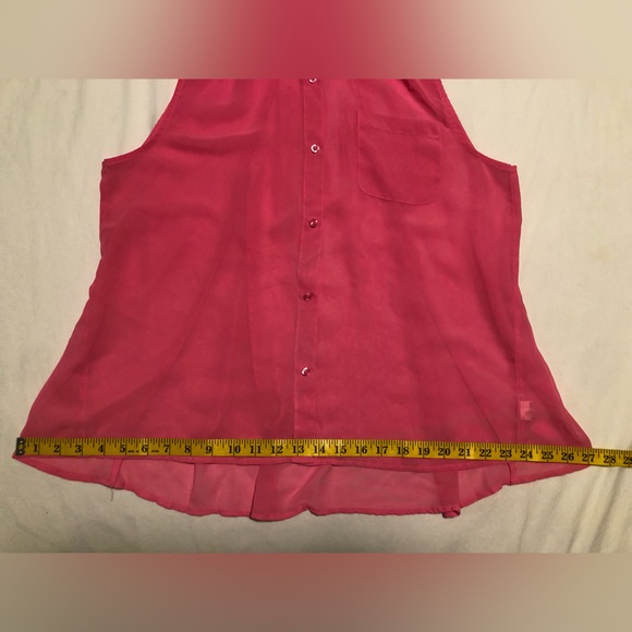 American Eagle Outfitters, pink chiffon sleeveless button up high-low blouse, M - Picture 5 of 8